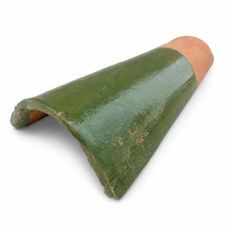 Tuile Marocaine - Vernissée Verte Olive - ≈ 30x16/10cm -
