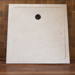 Receveur Travertin Beige - 90 x 90 cm - Hauteur 5cm - Rebouché & Adouci -