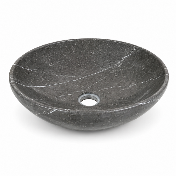 Vasque à poser Marbre Grise - ⌀ 40x15cm - Bol Lisse -