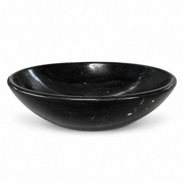 Vasque à poser Marbre Noir - ⌀ 40x15cm - Bol Lisse -