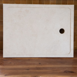 Receveur Travertin Beige - 120 x 90 cm - Hauteur 5cm - Rebouché & Adouci -