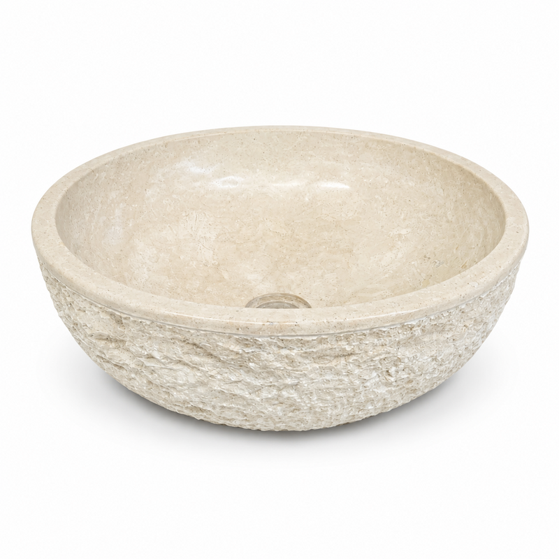 Vasque à poser Marbre Beige - ⌀ 40x15cm - Bol Eclaté -