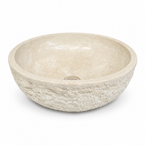 Vasque à poser Marbre Beige - ⌀ 40x15cm - Bol Eclaté -
