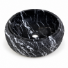 Vasque à poser Marbre Noir Veiné Blanc - ⌀ 40x15cm - Hauteur 14cm - Bombée Eclatée -