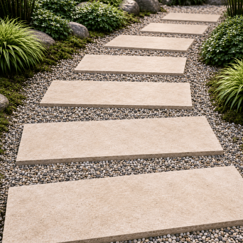 Pas Japonais - Travertin 1 Choix Mix - Beige - 140x 40,6cm - 30mm - Vieillie -