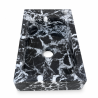 Lave Main à poser Marbre Noir Veiné Blanc - 40x25x10cm - Lisse - Perçage Robinet Droit -