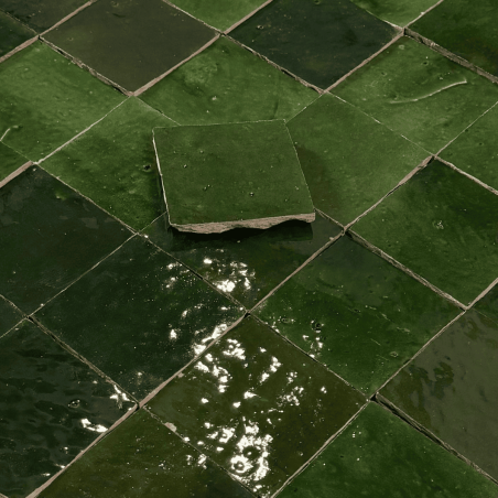 Carrelage - Véritable Zellige de Fès 11x11 cm - Vert Tamegroute -