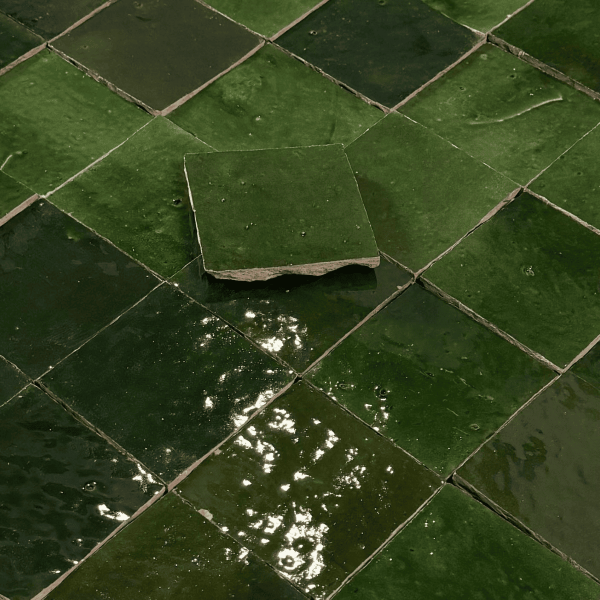 Carrelage - Véritable Zellige de Fès 11x11 cm - Vert Tamegroute -