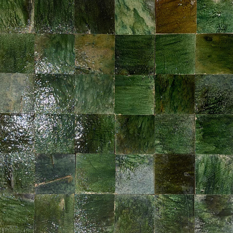 Carrelage - Véritable Zellige de Fès 11x11 cm - Vert Tamegroute -