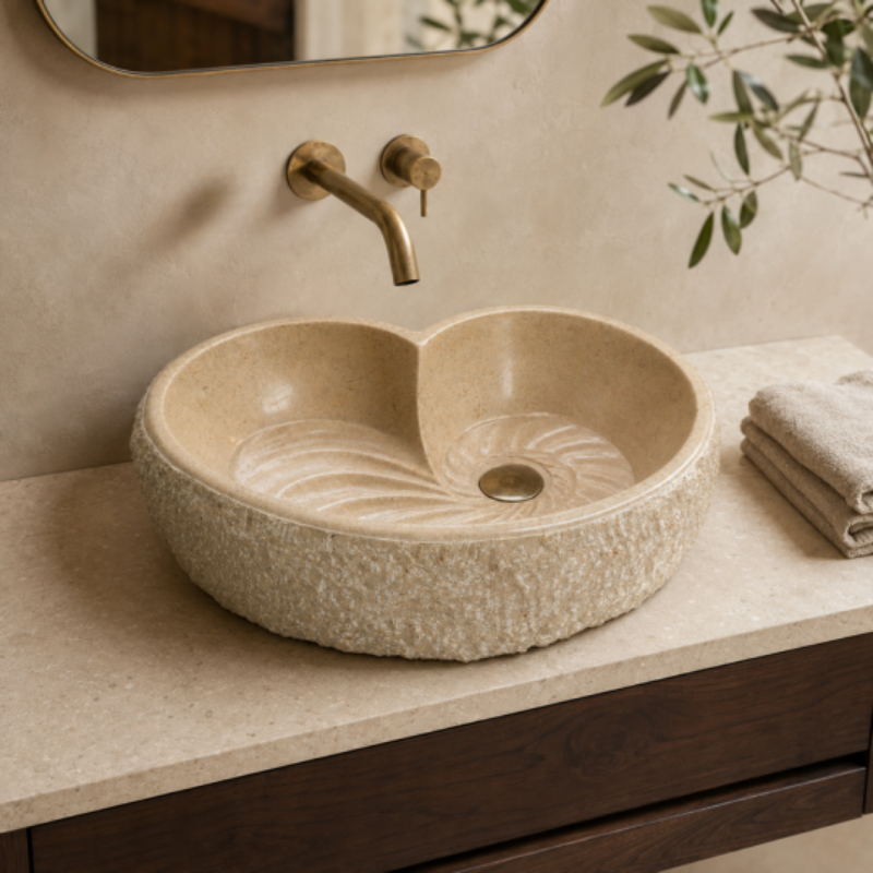Vasque à poser Marbre Beige - 40x30x11cm - Eclatée -
