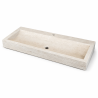 Vasque à poser Travertin Beige - 100x45x10cm - Cuve Arrondie Profondeur - Bord droit - Lisse - 1 perçage robinet -