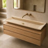 Vasque à poser Travertin Beige - 120x45x10cm - Cuve biseautée - Bord biseauté Fin - Lisse -