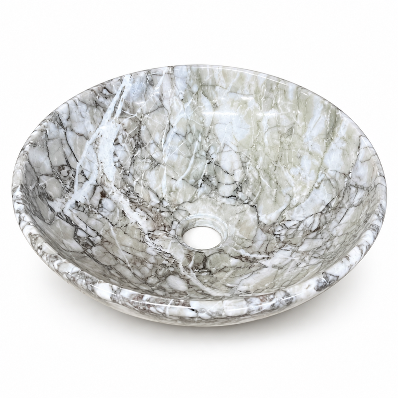 Vasque à poser Marbre Blanc - ⌀ 40x15cm - Bol Lisse -