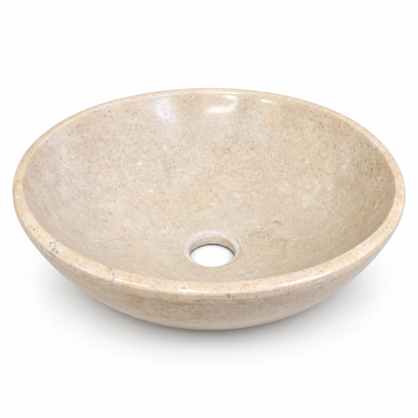 Vasque à poser Marbre Beige - ⌀ 40x15cm - Bol Lisse -
