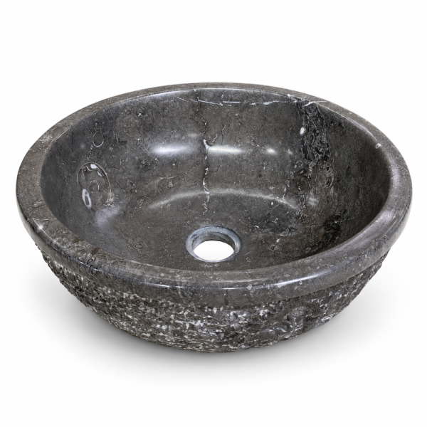 Vasque Marbre Gris - ⌀ 40cm - Hauteur 14cm - Bol Eclaté -