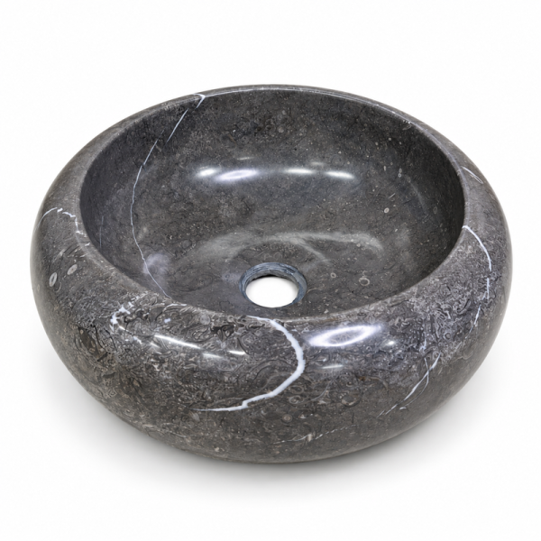 Vasque à poser Marbre Gris - ⌀ 40x15cm - Bombée Lisse -