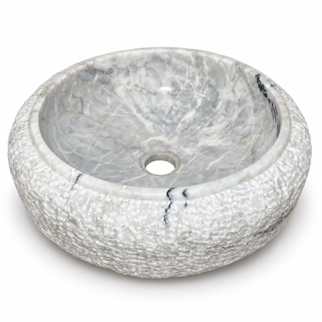 Vasque Marbre Blanc - ⌀ 40cm - Hauteur 14cm - Bombée Eclatée -