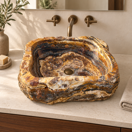 Vasque à poser Marbre Onyx - 50x40x15cm - Eclatée Naturelle -