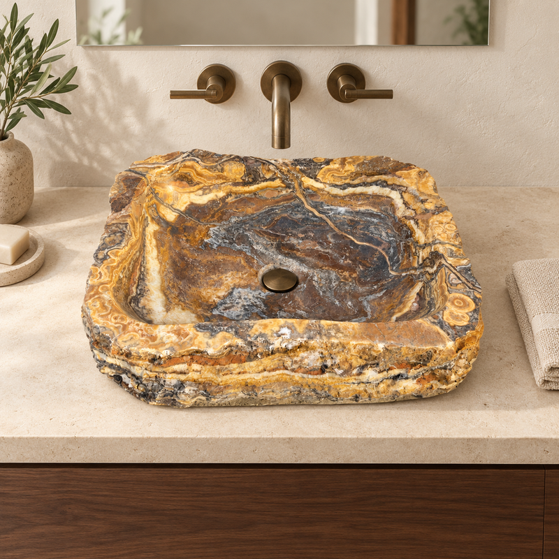 Vasque à poser Marbre Onyx II - 50x40x15cm - Eclatée Naturelle -