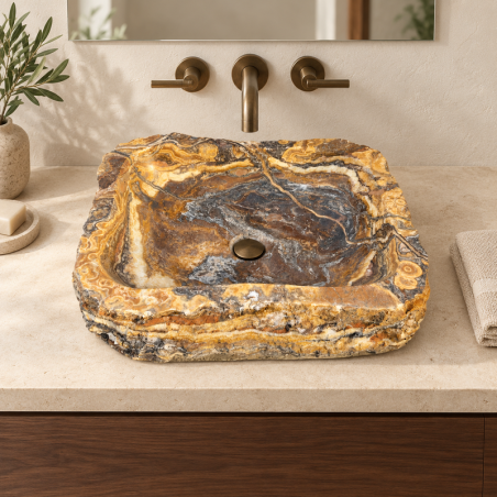 Vasque à poser Marbre Onyx II - 50x40x15cm - Eclatée Naturelle -