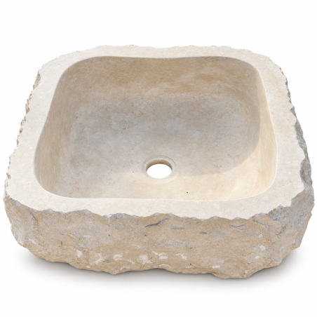 Vasque à poser Marbre Beige VI - 50x40x15cm - Eclatée Naturelle -