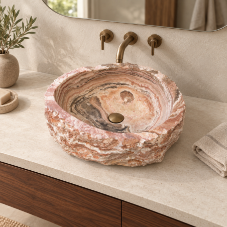 Vasque à poser Marbre Onyx III- 50x40x15cm - Eclatée Naturelle -
