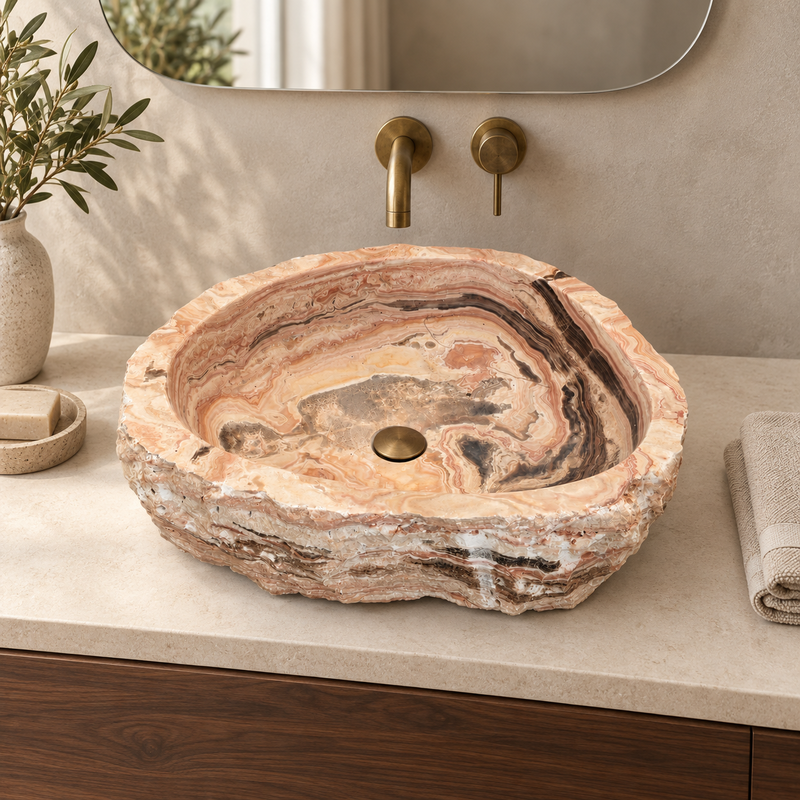 Vasque à poser Marbre Onyx IV- 55x45x15cm - Eclatée Naturelle -