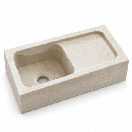 Lave Main à poser Travertin Beige - 40x20x12cm - Lisse -