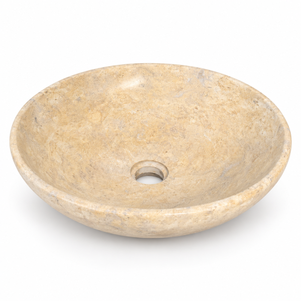Vasque à poser Marbre Jaune - ⌀ 40x15cm - Bol Lisse -