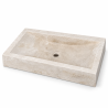 Vasque à poser Travertin Beige - 70x45x10cm - Cuve Arrondie Longueur - Bord droit -
