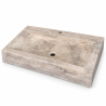 Vasque à poser Travertin Noisette - Bord droit - 70x45x10cm - Cuve Arrondie Longueur - Bord droit - 1 perçage robinet -