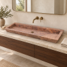 Vasque à poser Travertin Rouge - 120x45x10cm - Bord biseauté Fin -