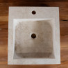 Vasque à poser Travertin Beige - 40x45x10cm - Bord droit - 1 perçage robinet -