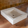 Vasque à poser Travertin Beige - 40x45x10cm - Bord droit - 1 perçage robinet -