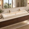 Vasque à poser Travertin Beige - 170x45x10cm - Cuve Arrondie Profondeur - Bord droit - Lisse -
