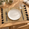 Sets Artisanaux- Osier - ≈ 40X30cm - Pompom - Noir -