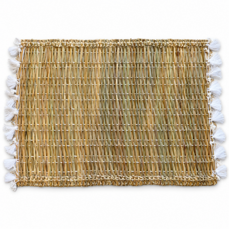 Sets Artisanaux- Osier - ≈ 40X30cm - Pompom - Blanc -