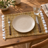 Sets Artisanaux- Osier - ≈ 40X30cm - Pompom - Blanc -