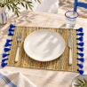 Sets Artisanaux- Osier - ≈ 40X30cm - Pompom - Bleu Majorel -