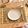 Sets Artisanaux- Osier - ≈ 40X30cm - Pompom - Jaune -