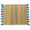Sets Artisanaux- Osier - ≈ 40X30cm - Pompom - Bleu Turquoise -