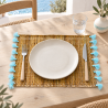 Sets Artisanaux- Osier - ≈ 40X30cm - Pompom - Bleu Ciel -