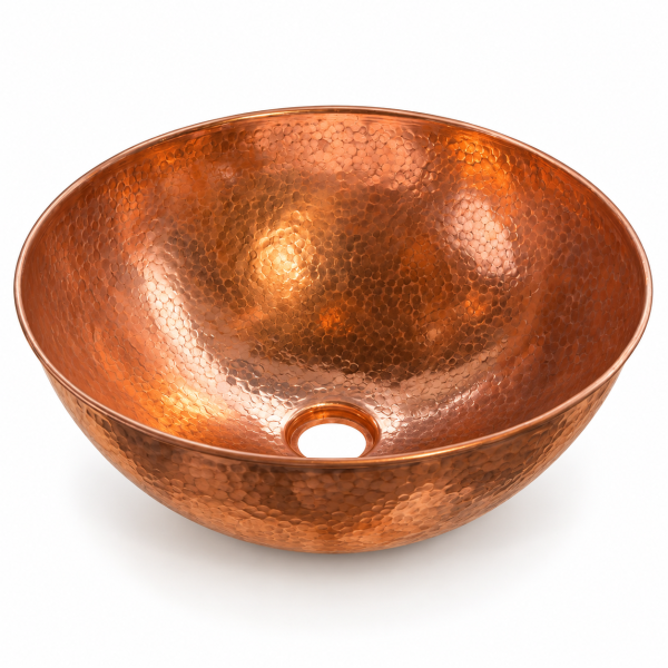 Vasque à poser Cuivre - ⌀ 40x18cm - Martelée & Vieillie -