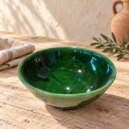 Saladier Artisanal - Emaillé - ≈ Ø25x10cm - Bol Vert -