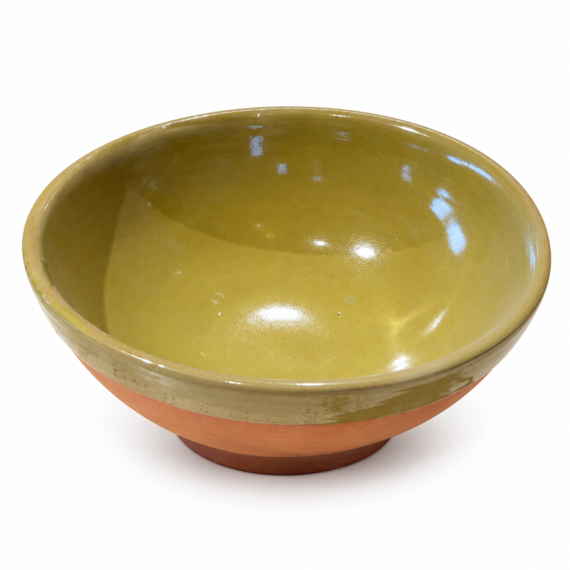 Saladier Artisanal - Emaillé - ≈ Ø25x10cm - Bol Vert Olive -