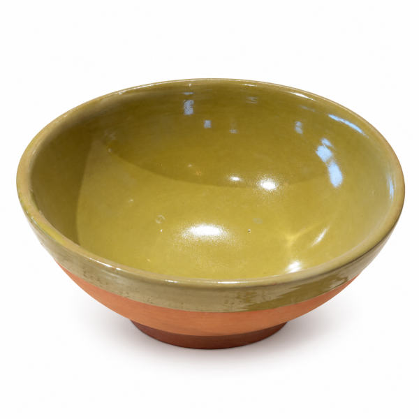 Saladier Artisanal - Emaillé - ≈ Ø25x10cm - Bol Vert Olive -