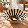 Saladier Artisanal - Emaillé - ≈ Ø25x10cm - Bol Noir & Blanc Rayure -