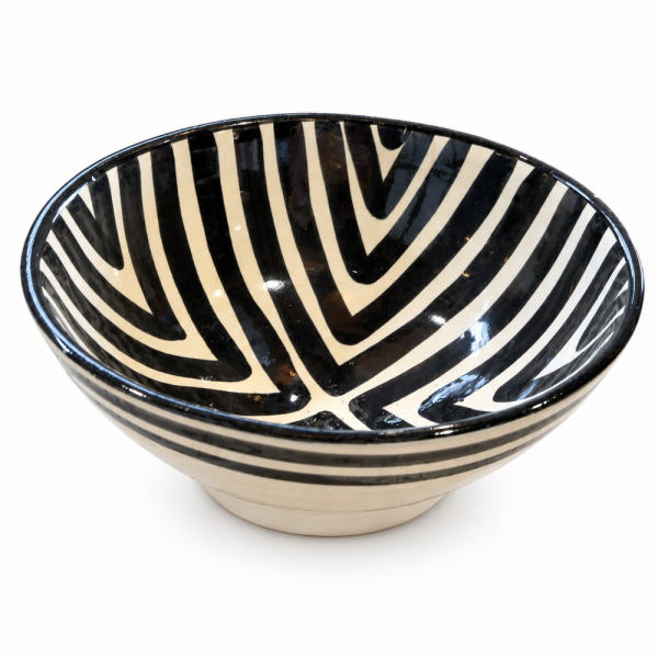 Saladier Artisanal - Emaillé - ≈ Ø25x10cm - Bol Noir et Blanc II -