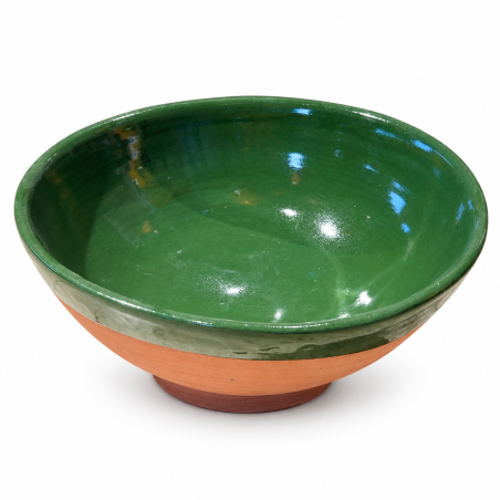 Saladier Artisanal - Emaillé - ≈ Ø25x10cm - Vert -