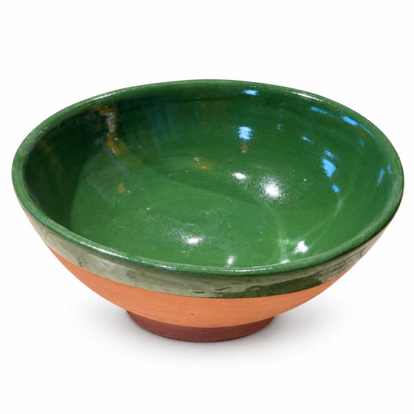 Saladier Artisanal - Emaillé - ≈ Ø25x10cm - Vert -
